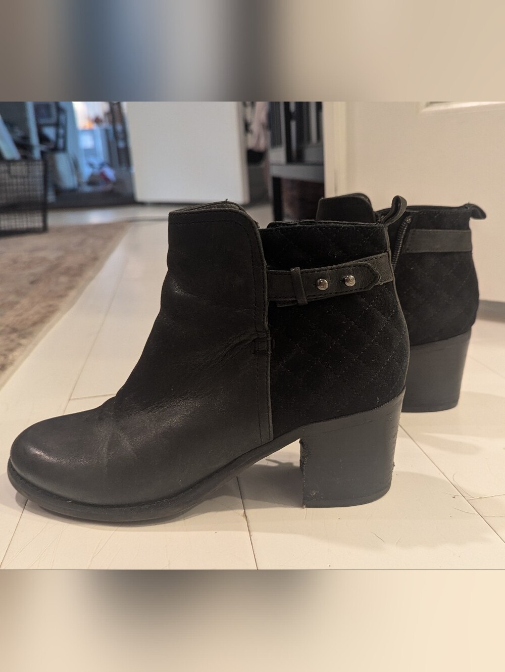 Sperry Amerose Black Women’s Ankle Boots with Low Block Heel, Size 7M